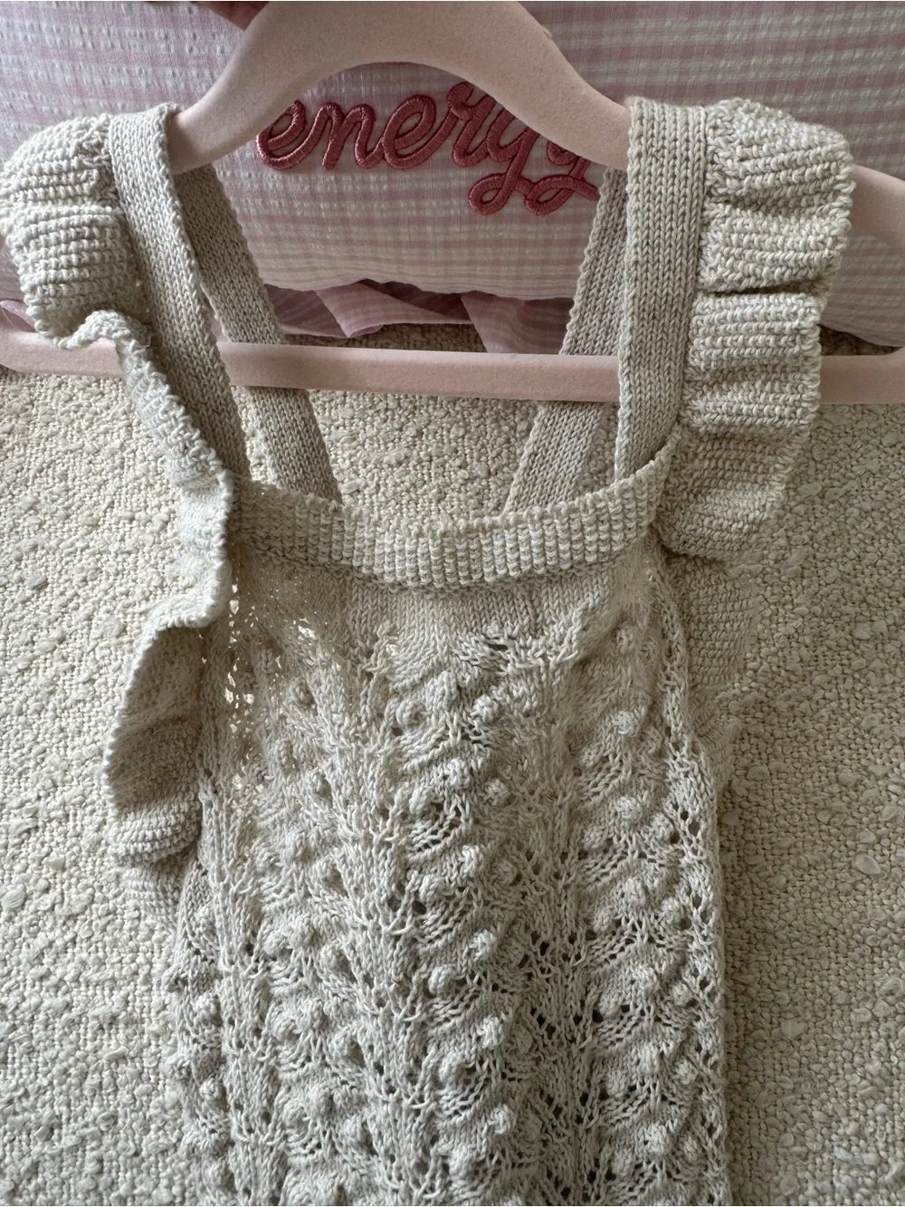 Zara Cream Knit Crochet Baby One-Piece